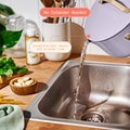 Beautiful 12pc Ceramic Non - Stick Cookware Set with Strainer Lids, White Icing by Drew Barrymore