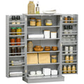 Spaco 17 - Tier Kitchen Small Pantry Cabinet with 2 Doors and 6 Adjustable Shelves, Cabinet Pantry, Freestanding 5 - Tier Shelving Pantries for Kitchen Storage, Gray
