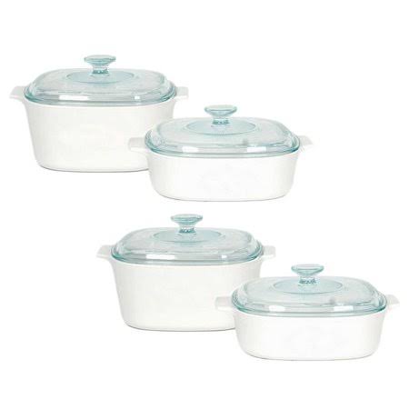 Corningware A-423c-jw White Pyroceram 4-Piece Cookware Set (2-Pack)