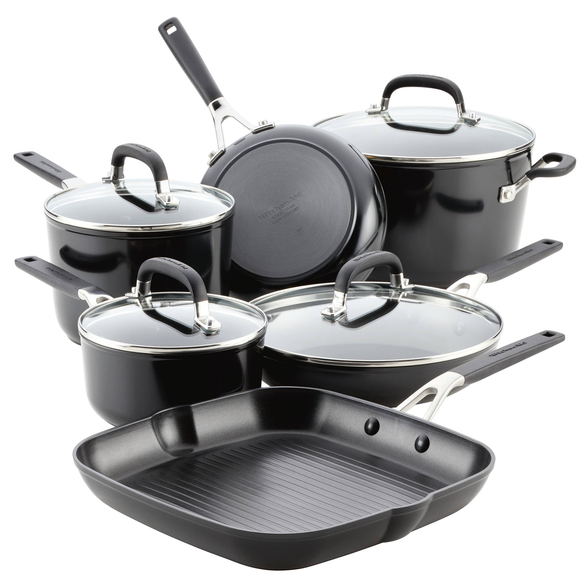 Kitchenaid Cookware Set, Nonstick, Hard-Anodized, Onyx Black
