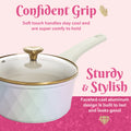 Paris Hilton 10 - Piece Ceramic Nonstick Cast Aluminum Cookware Set, Clean Ceramic? Coating, Faceted Pink Design
