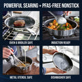 Blue Diamond 10 - Piece Diamond - Bond Hybrid Ceramic Nonstick Stainless Steel Cookware Set, Dishwasher Safe