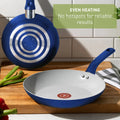T - Fal Easy Care Ceramic, 20 Piece Pots and Pans Cookware Set, Electric Blue